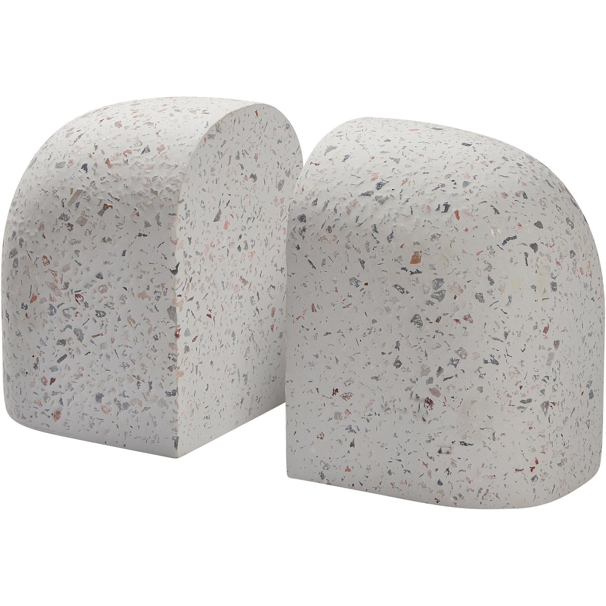 Bruno Indoor Terrazzo Bookends, White Speckled-Bookends-DECOROLALA