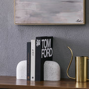 Bruno Indoor Terrazzo Bookends, White Speckled-Bookends-DECOROLALA