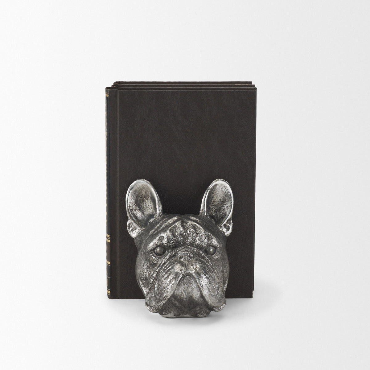 Bruno (Set of 2) 5L x 5W Silver American Bulldog Bookends-Bookends-DECOROLALA