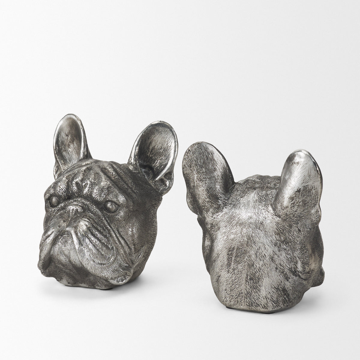 Bruno (Set of 2) 5L x 5W Silver American Bulldog Bookends-Bookends-DECOROLALA