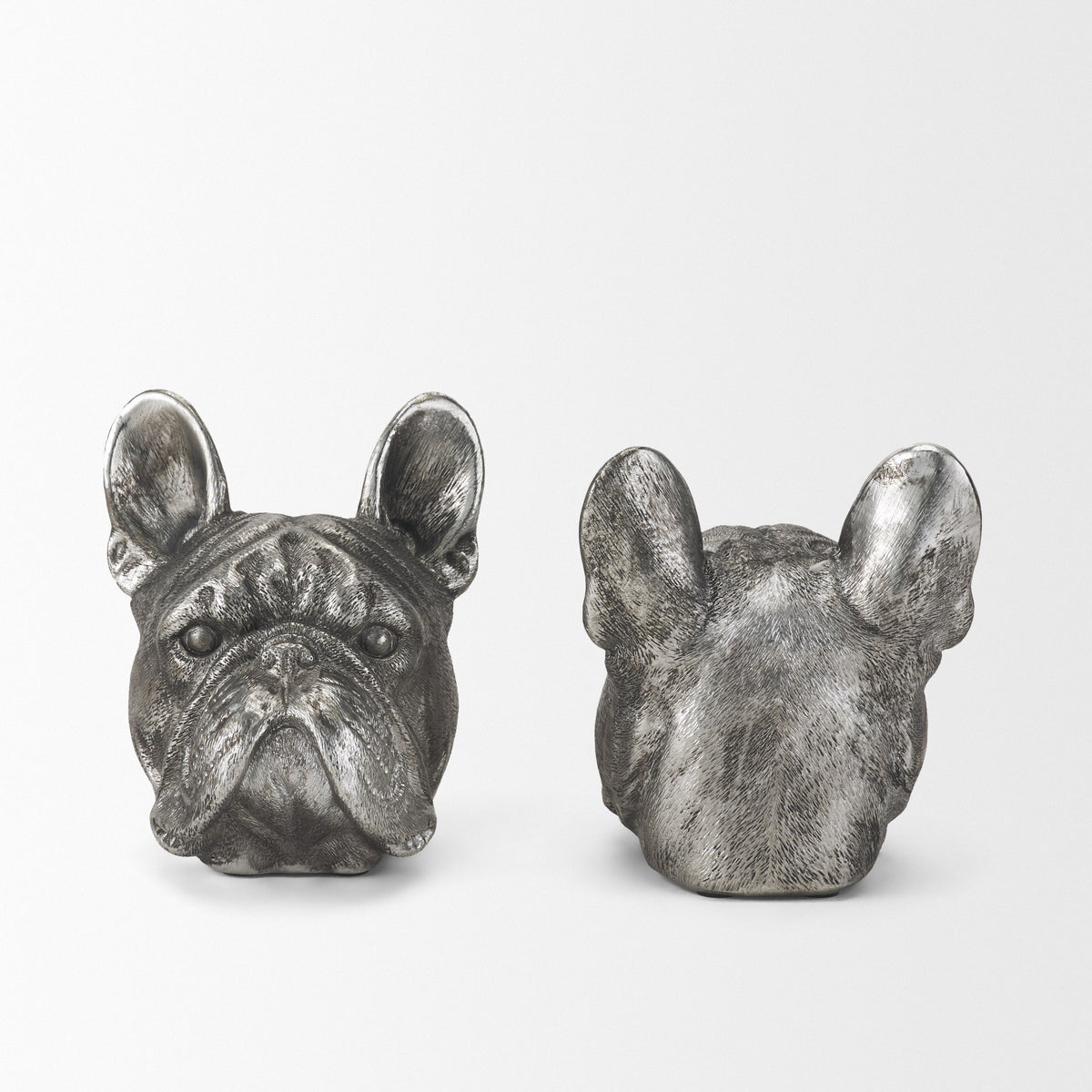 Bruno (Set of 2) 5L x 5W Silver American Bulldog Bookends-Bookends-DECOROLALA