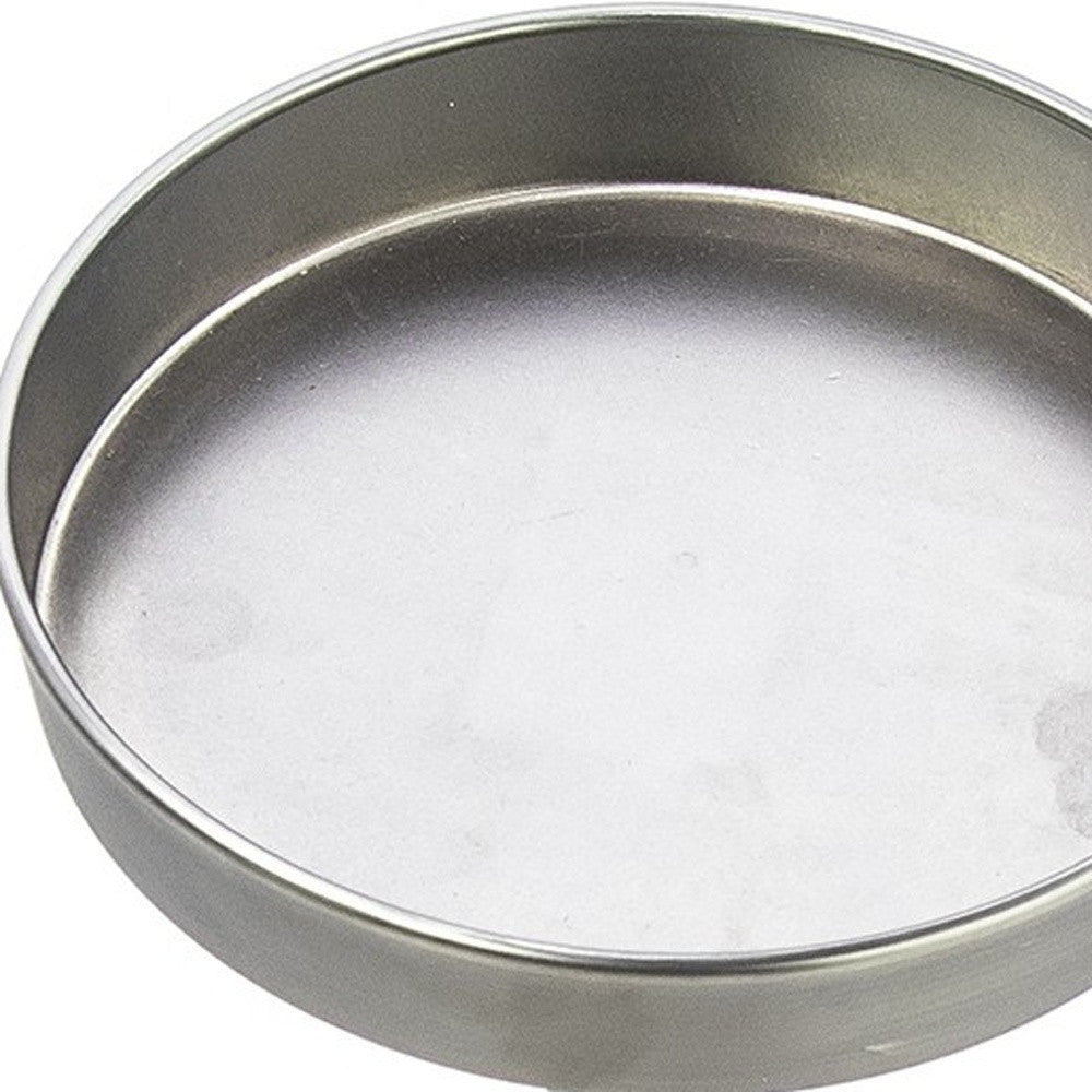 Brushed Silver Finish Drink Size Accent Table-End-Side Tables-DECOROLALA