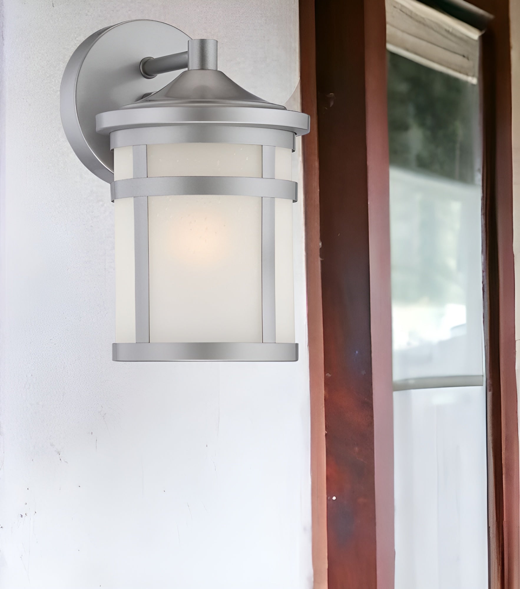 Brushed Silver Hanging Lantern Shape Wall Light-Outdoor Lighting-DECOROLALA