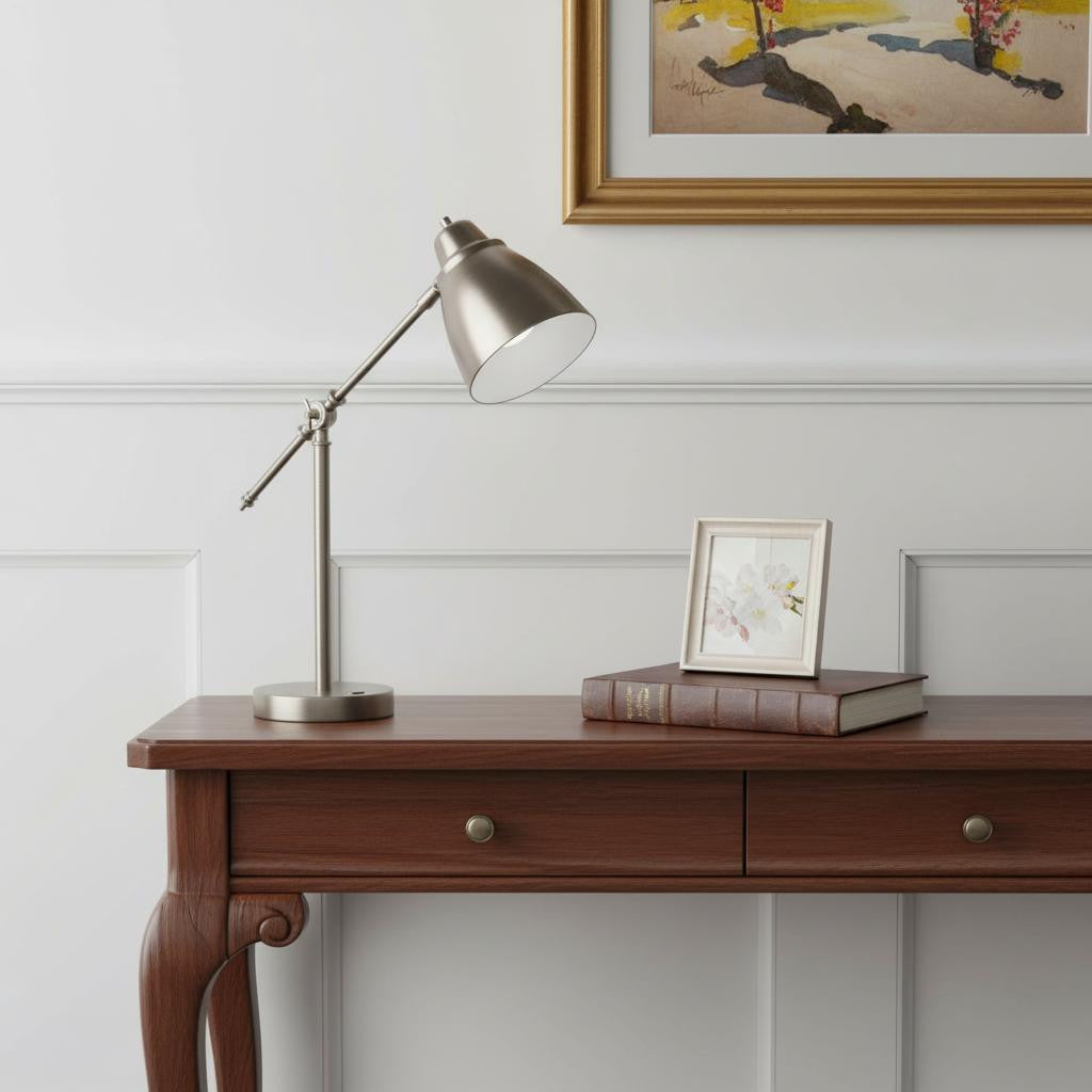 Brushed Silver LED Adjustable Desk Lamp-Table Lamps-DECOROLALA