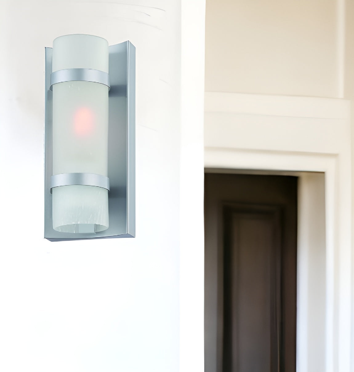 Brushed Silver and White Glass Wall Sconce-Outdoor Lighting-DECOROLALA