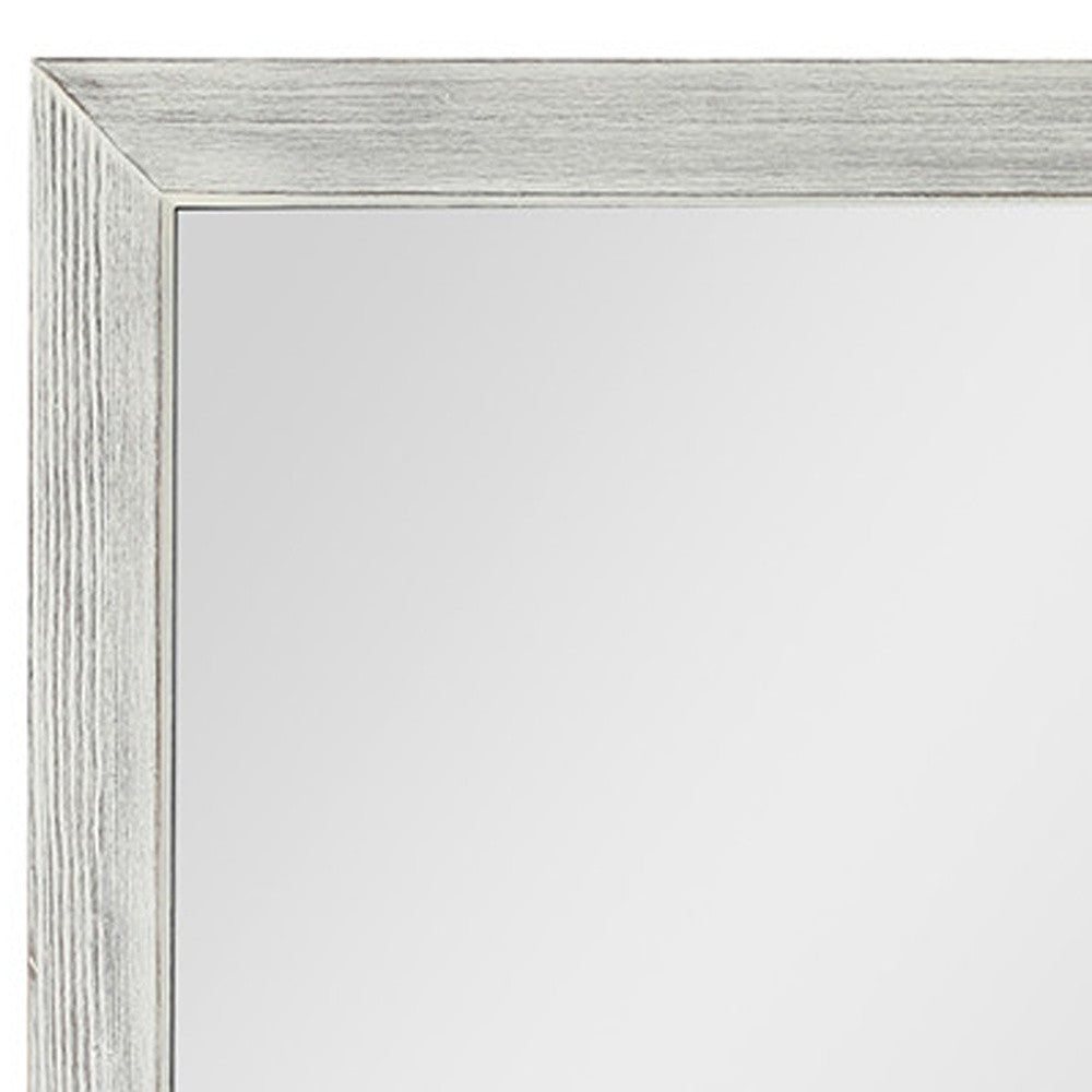 Brushed White Wooden Mirror-Mirrors-DECOROLALA