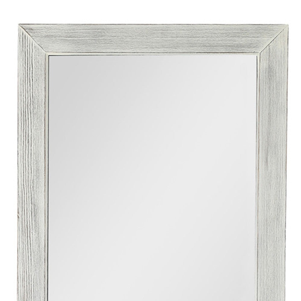 Brushed White Wooden Mirror-Mirrors-DECOROLALA