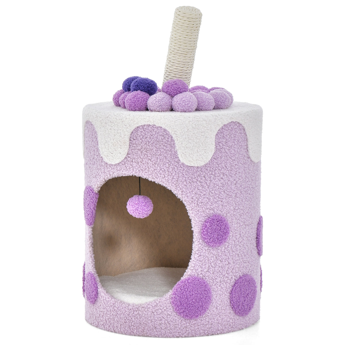 Bubble Tea Cat Tree Tower with Scratching Post-Purple-Cat Trees & Scratchers-DECOROLALA