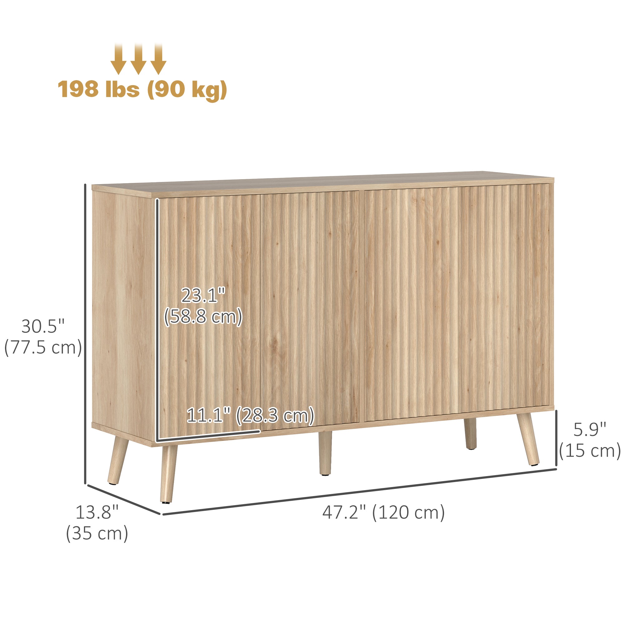 Buffet Cabinet - Modern Oak Sideboard with Adjustable Shelves - Dining Room/Living Room-DECOROLALA