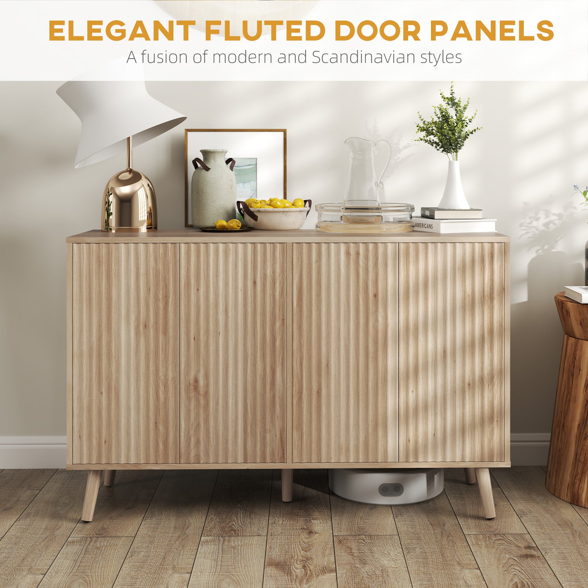 Buffet Cabinet - Modern Oak Sideboard with Adjustable Shelves - Dining Room/Living Room-DECOROLALA