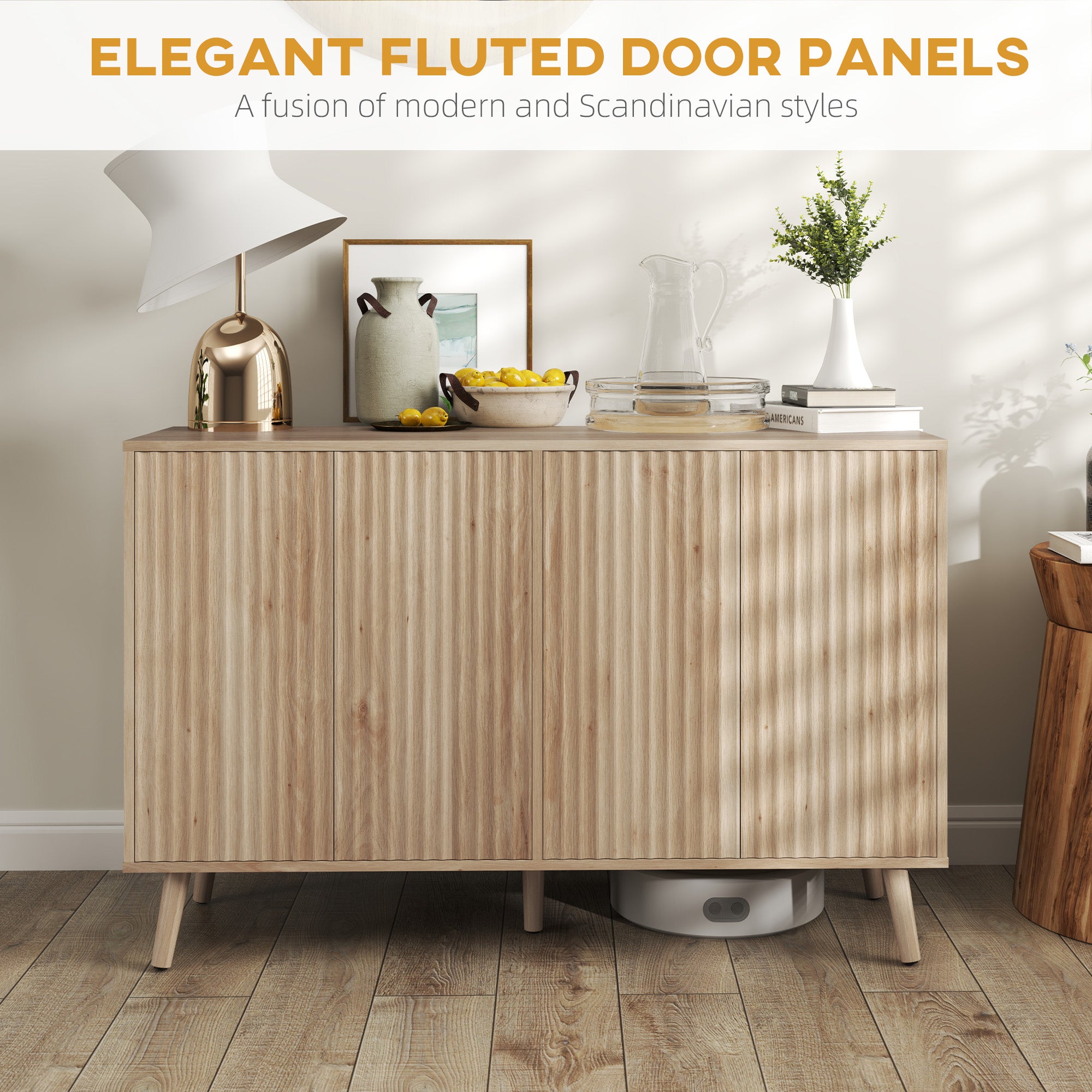 Buffet Cabinet - Modern Oak Sideboard with Adjustable Shelves - Dining Room/Living Room-DECOROLALA