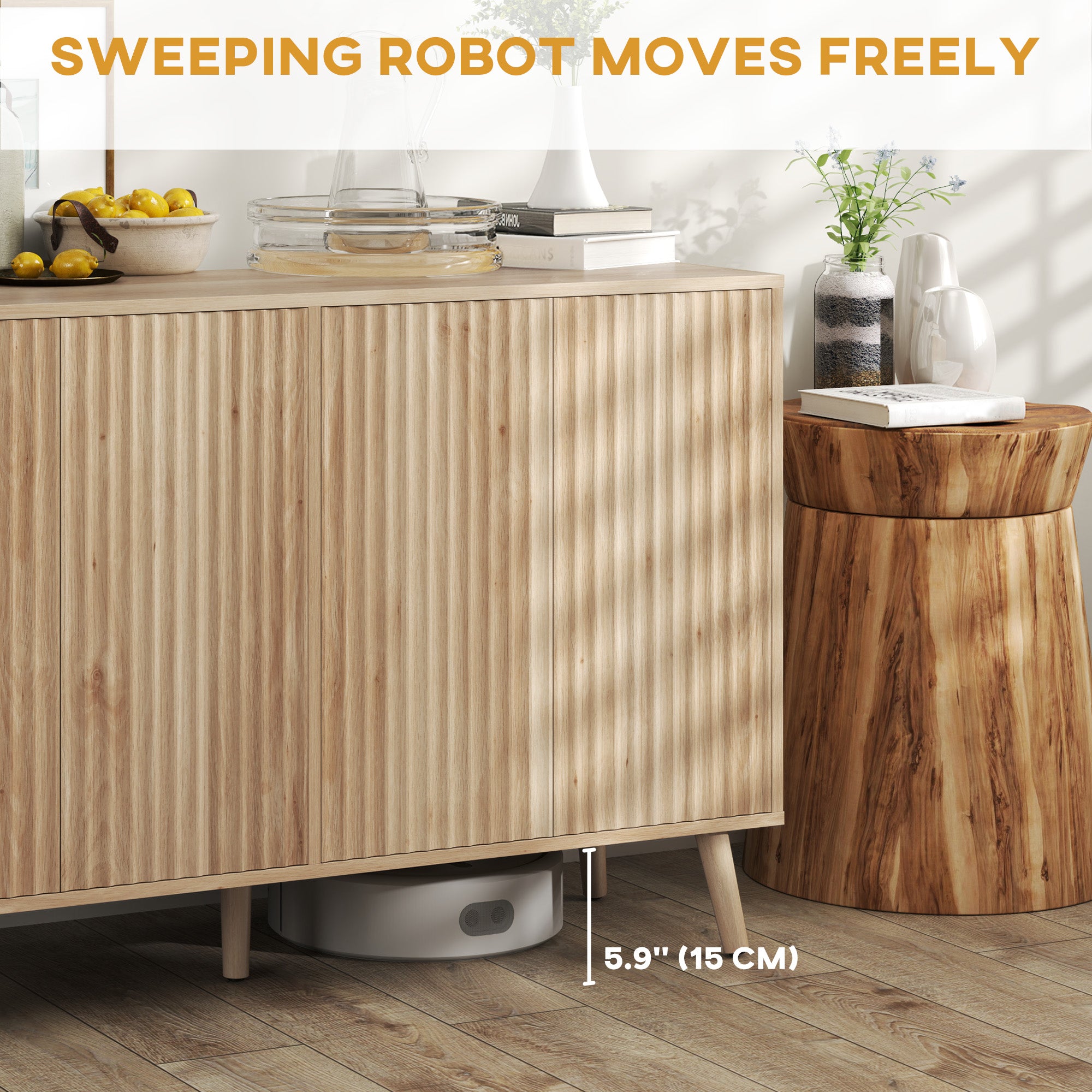Buffet Cabinet - Modern Oak Sideboard with Adjustable Shelves - Dining Room/Living Room-DECOROLALA