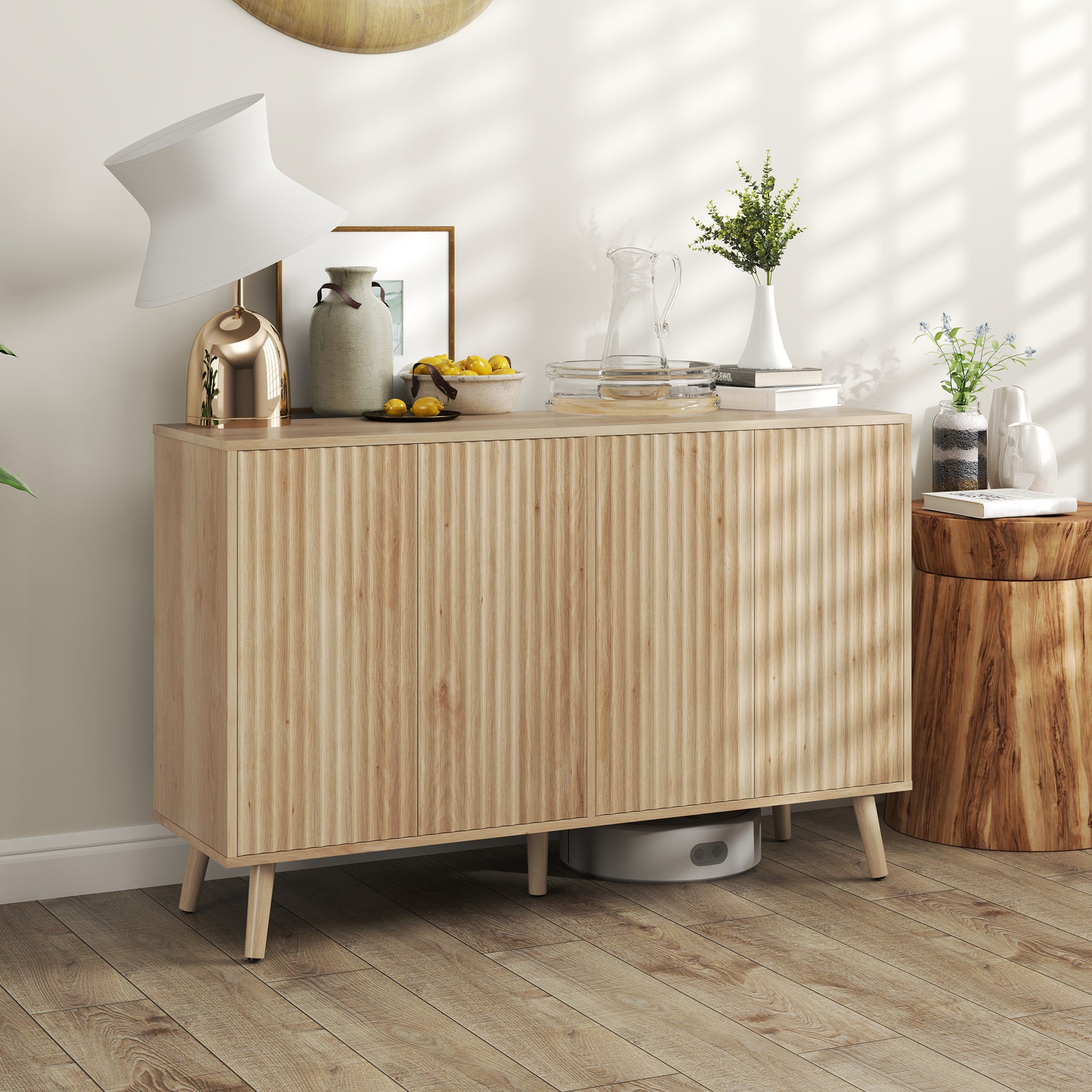 Buffet Cabinet - Modern Oak Sideboard with Adjustable Shelves - Dining Room/Living Room-DECOROLALA