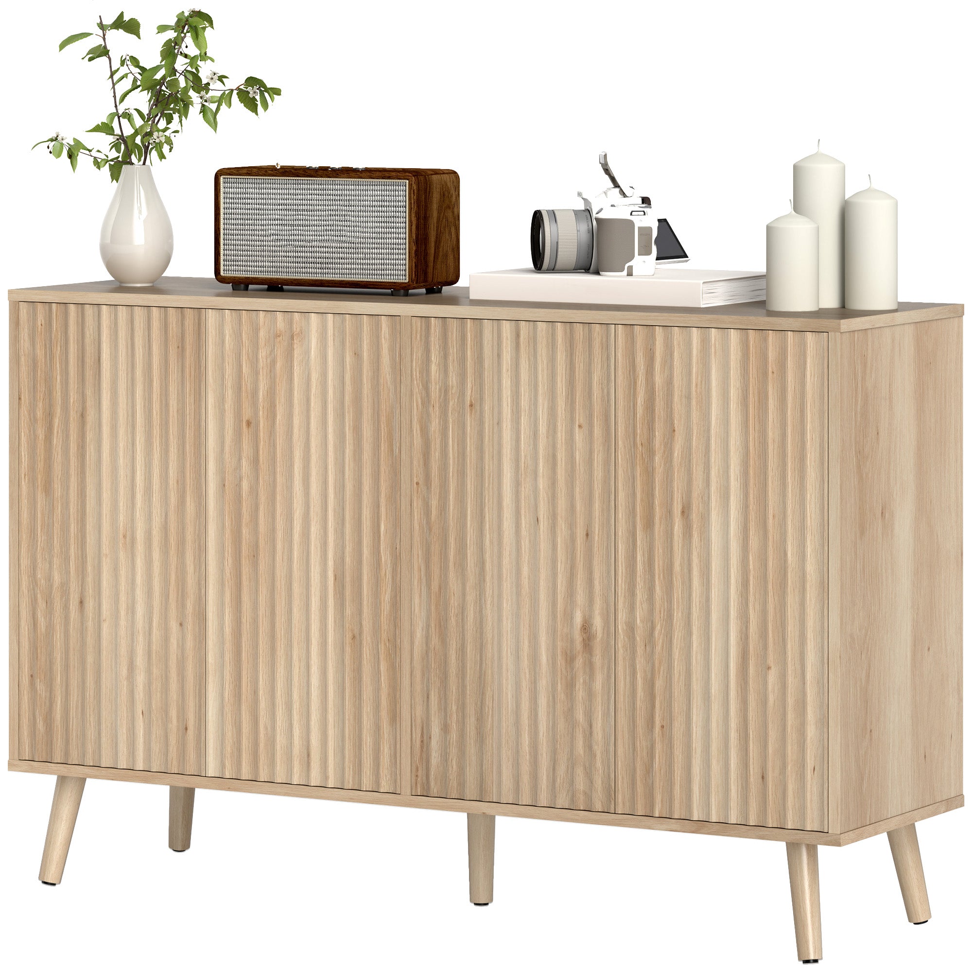Buffet Cabinet - Modern Oak Sideboard with Adjustable Shelves - Dining Room/Living Room-DECOROLALA