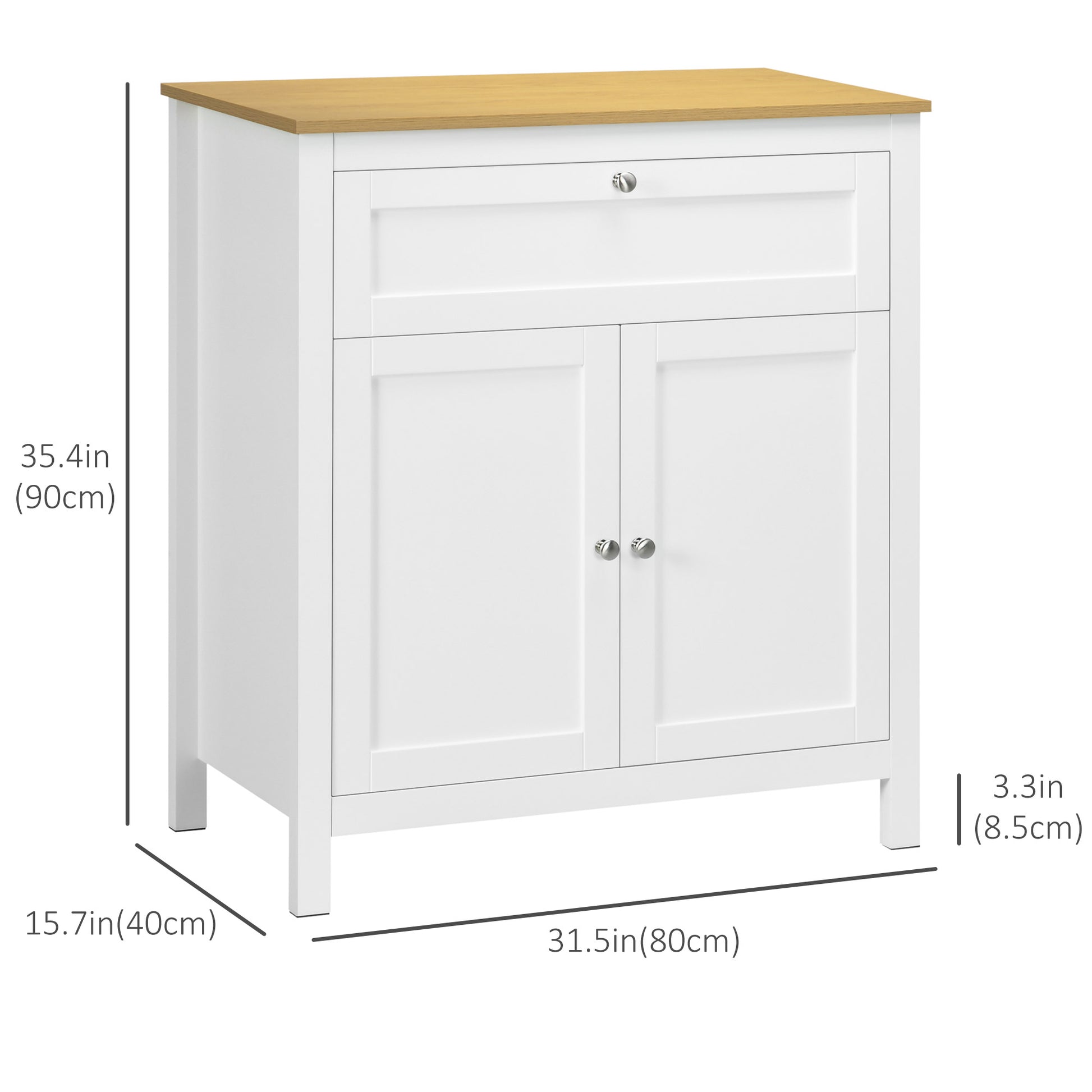Buffet Cabinet White 31.5" with Drawer & Adjustable Shelf-DECOROLALA