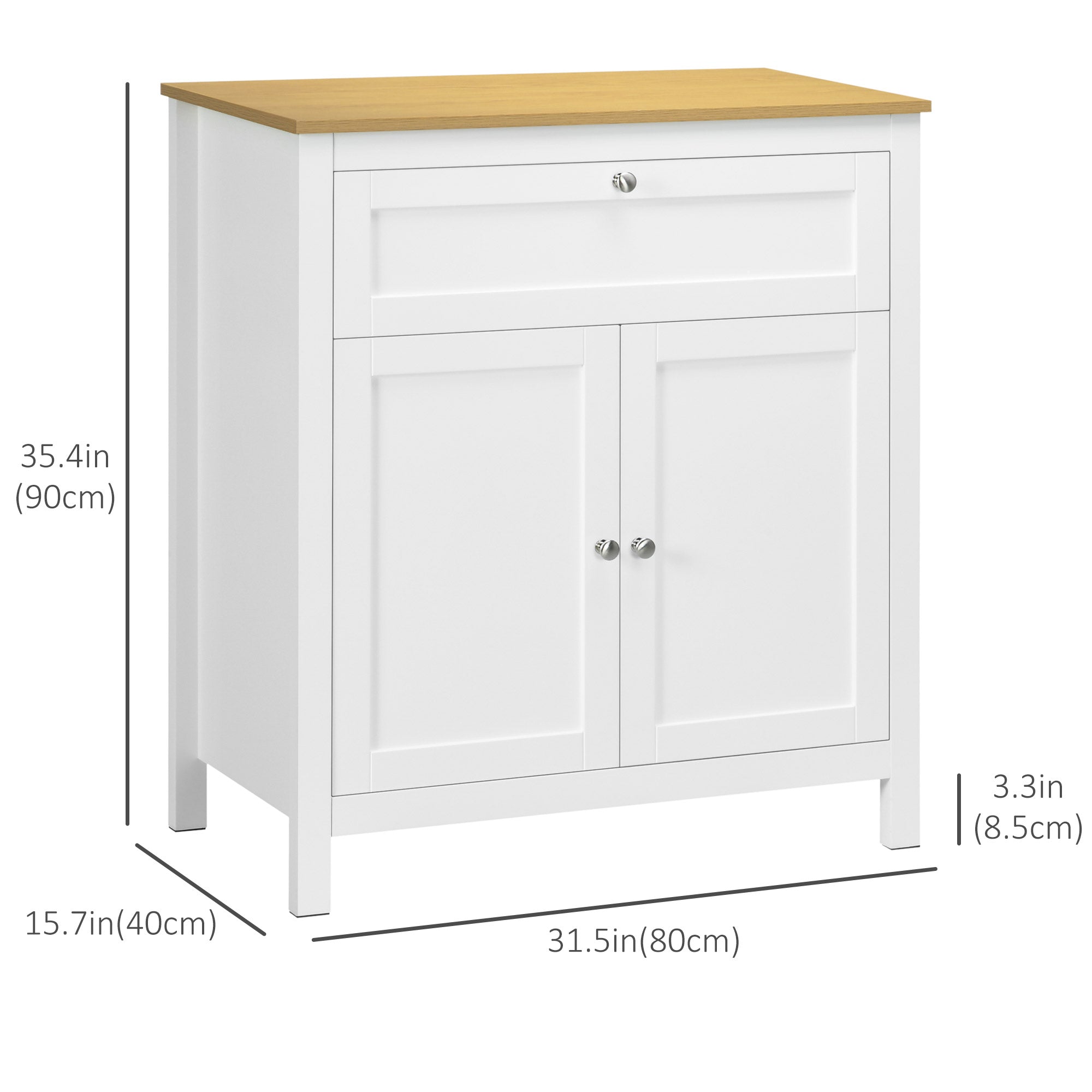 Buffet Cabinet White 31.5" with Drawer & Adjustable Shelf-DECOROLALA