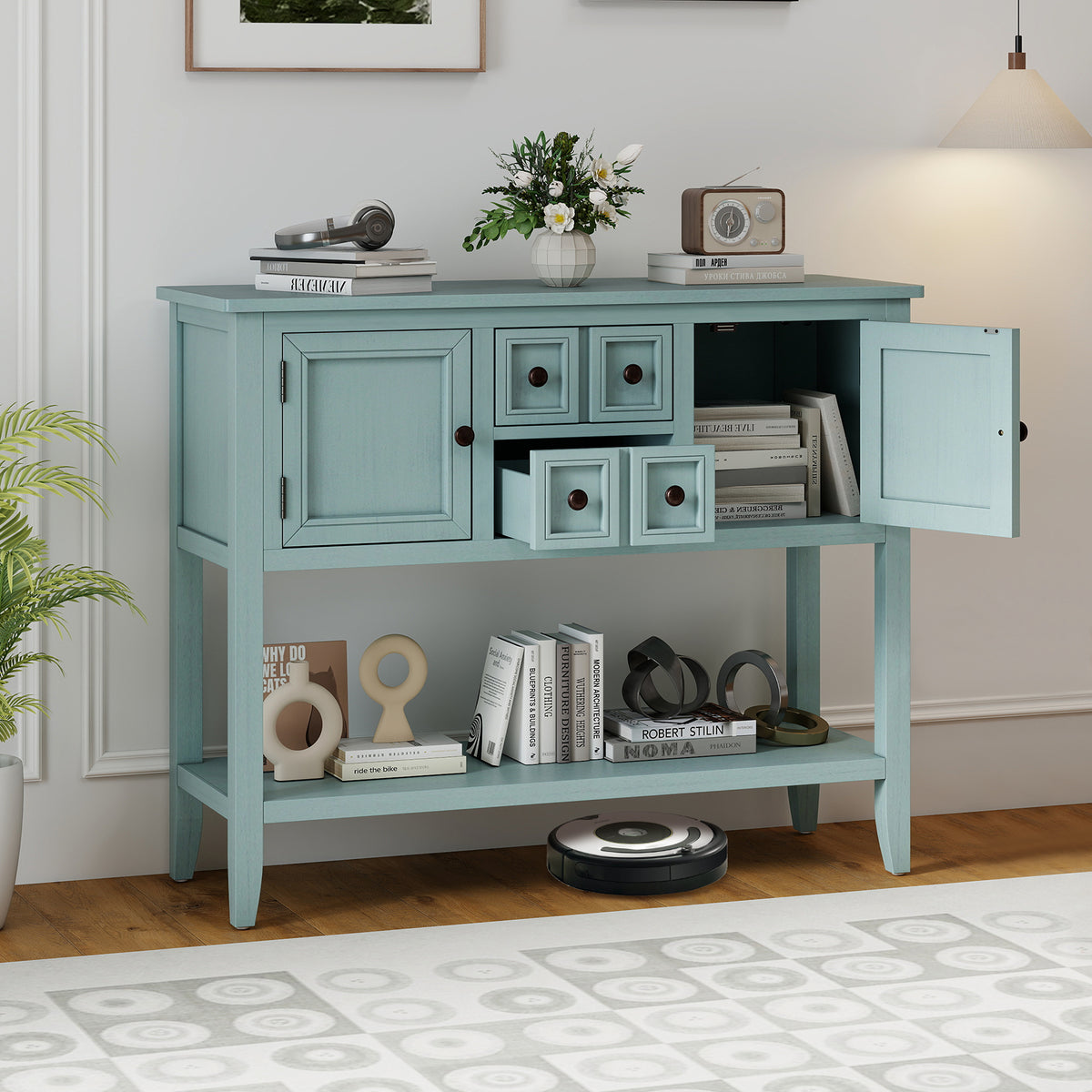 Buffet Sideboard Cabinet with 2 Doors and 2 Drawers-Blue-Sideboards & Buffets-DECOROLALA
