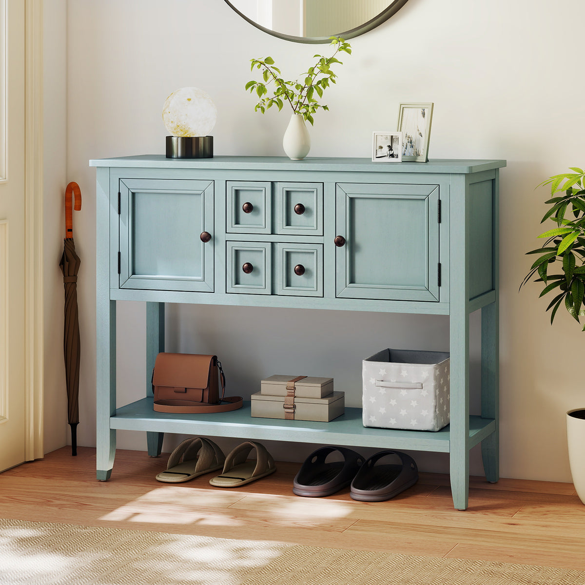 Buffet Sideboard Cabinet with 2 Doors and 2 Drawers-Blue-Sideboards & Buffets-DECOROLALA