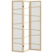 66.9" Folding Room Divider, 3 Panel Wall Partition with Wood Frame for Bedroom, Home Office, Natural Wood