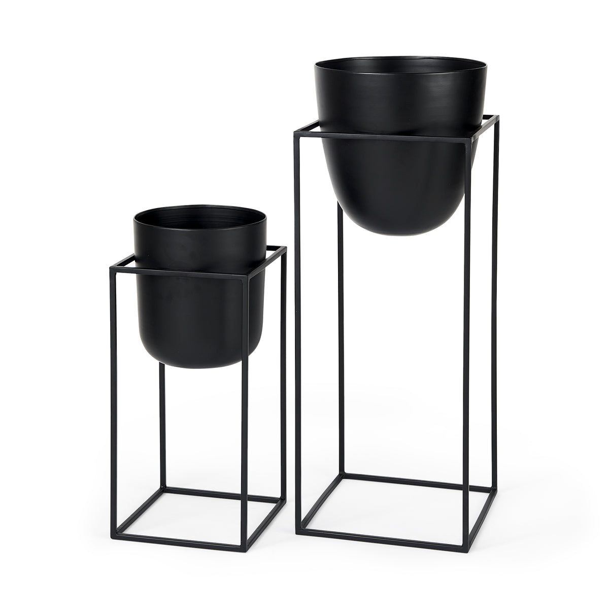 Bumble (Set of 2) 12L x 12W x 32H Black Plant Stands-Plant & Magazine Racks-DECOROLALA