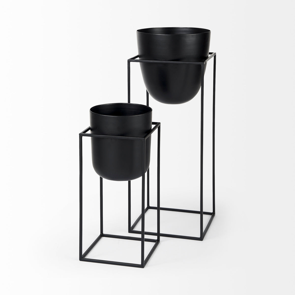 Bumble Plant Stands - Black Set of 2 12x12x32"-Plant & Magazine Racks-DECOROLALA