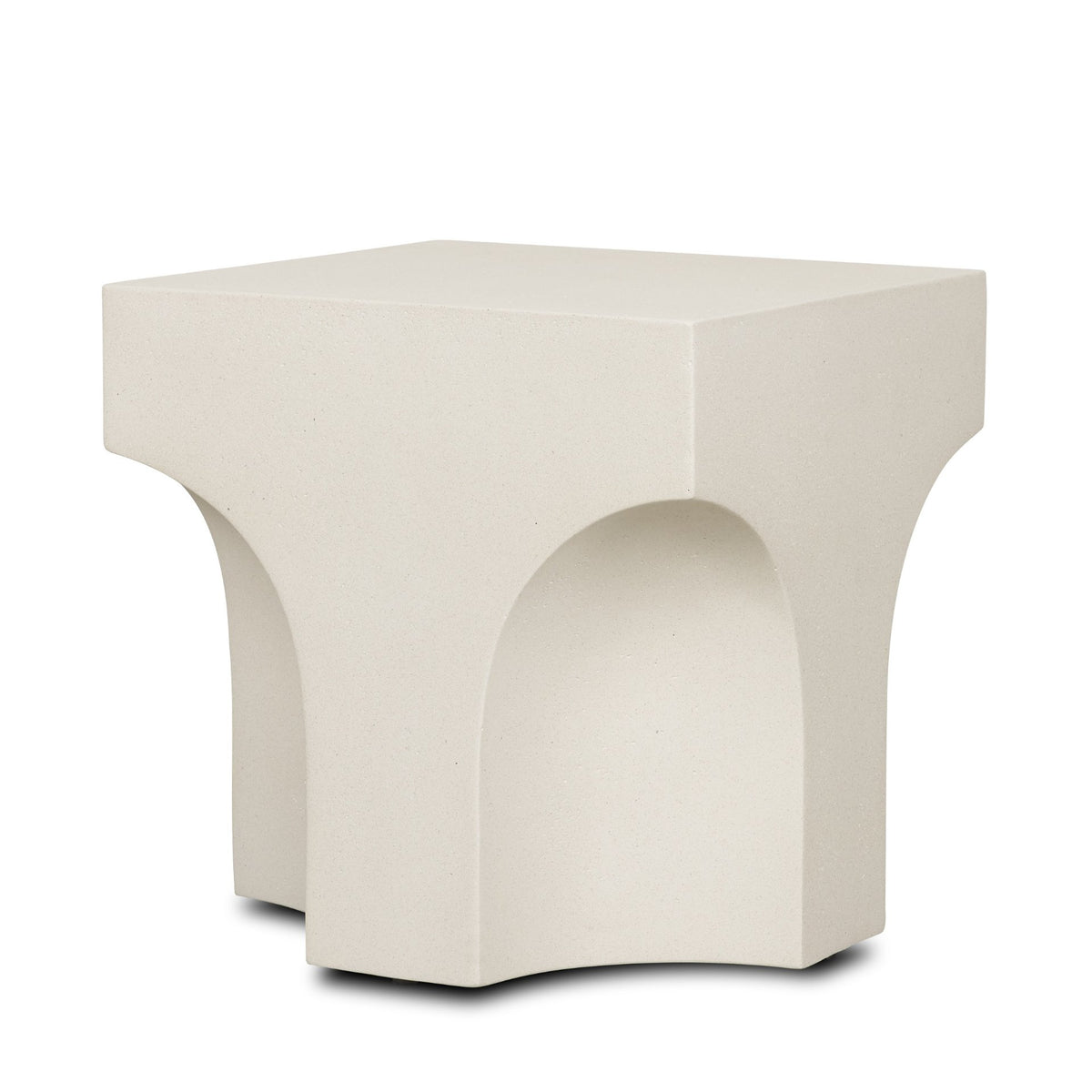Bunda Square Sculptural Stone Finish Accent Table-Accent Tables-DECOROLALA