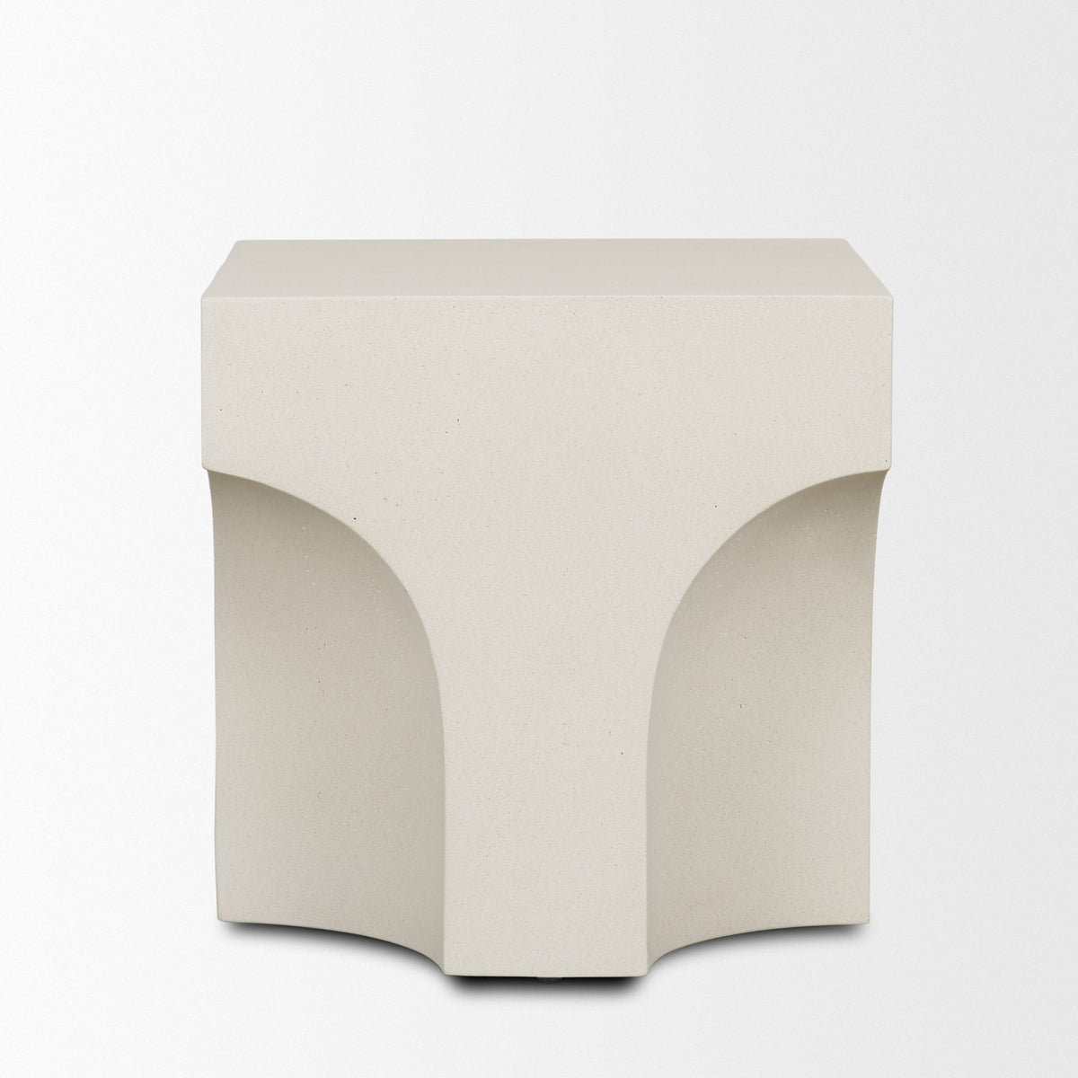Bunda Square Sculptural Stone Finish Accent Table-Accent Tables-DECOROLALA