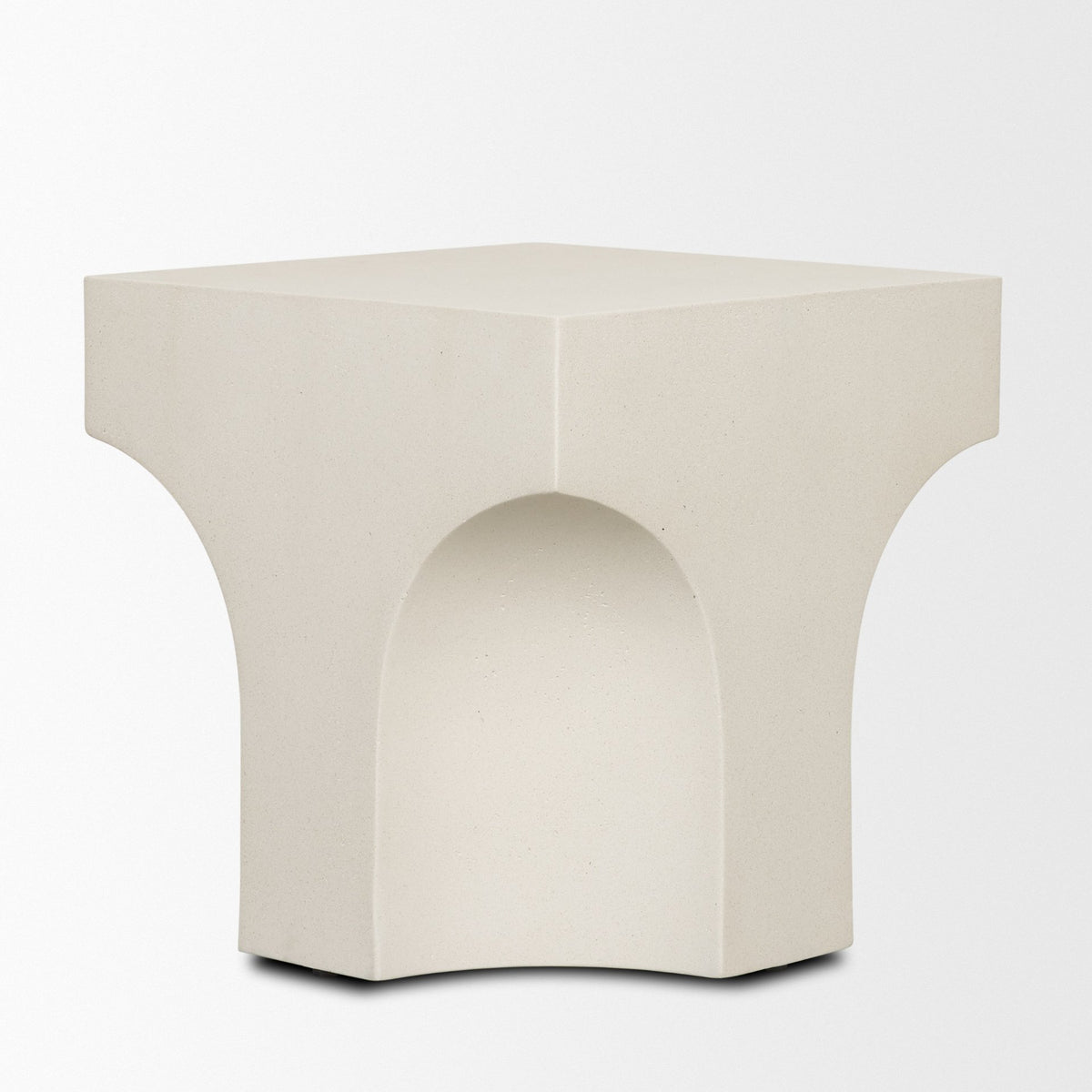 Bunda Square Sculptural Stone Finish Accent Table-Accent Tables-DECOROLALA