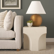 Bunda Square Sculptural Stone Finish Accent Table-Accent Tables-DECOROLALA