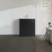 Bundle and Save: 30" Dark Brown Oak Freestanding Bathroom Vanity with Medicine Cabinet and Faucet-Migration_Bathroom Vanities-DECOROLALA