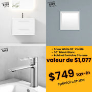 Bundle and Save: 30" White Wall Mount Bathroom Vanity with Mirror and Faucet