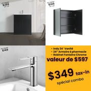 Bundle and Save: 24" Dark Brown Oak Freestanding Bathroom Vanity with Medicine Cabinet and Faucet