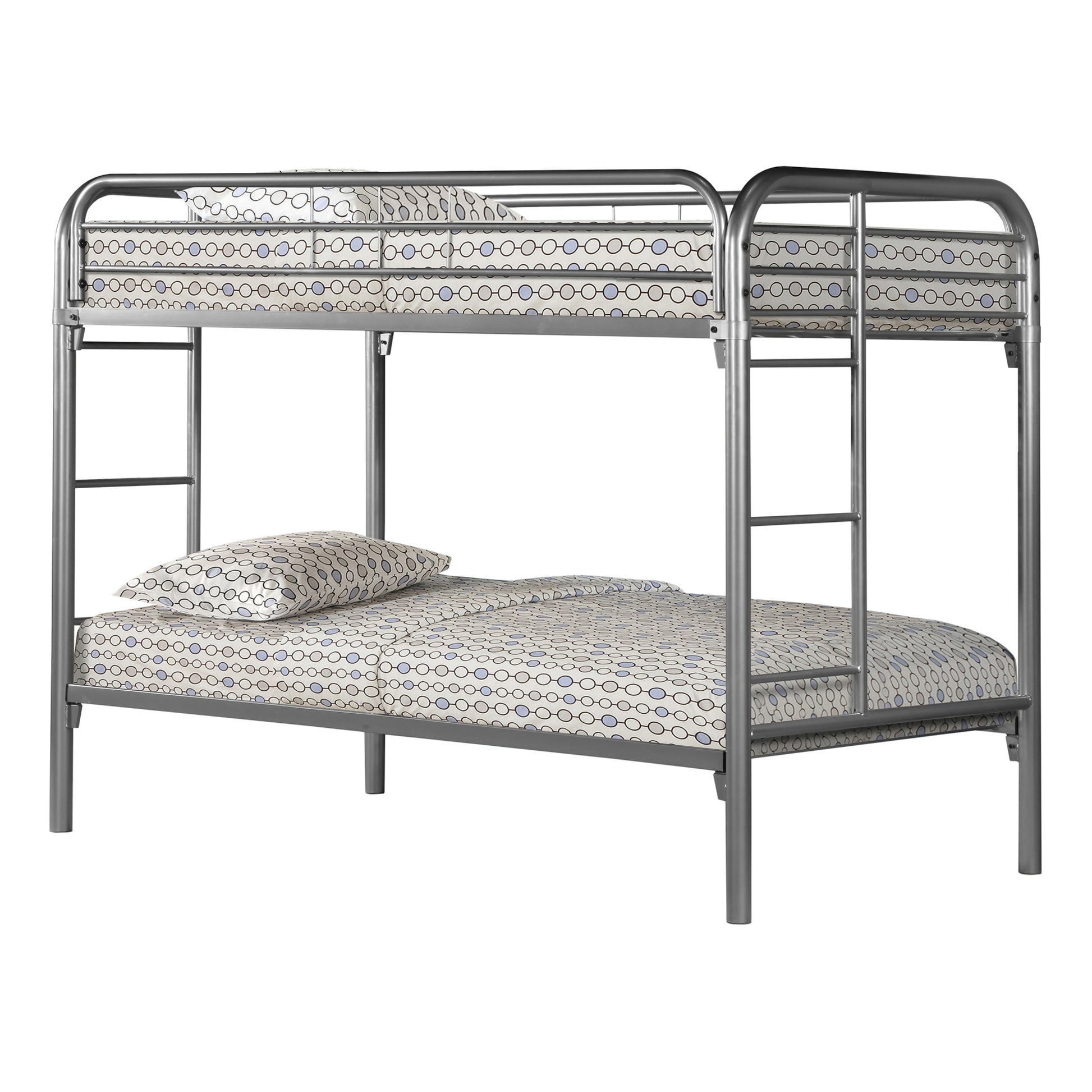 Bunk Bed Twin Over Twin Silver Metal Frame-Bed-DECOROLALA