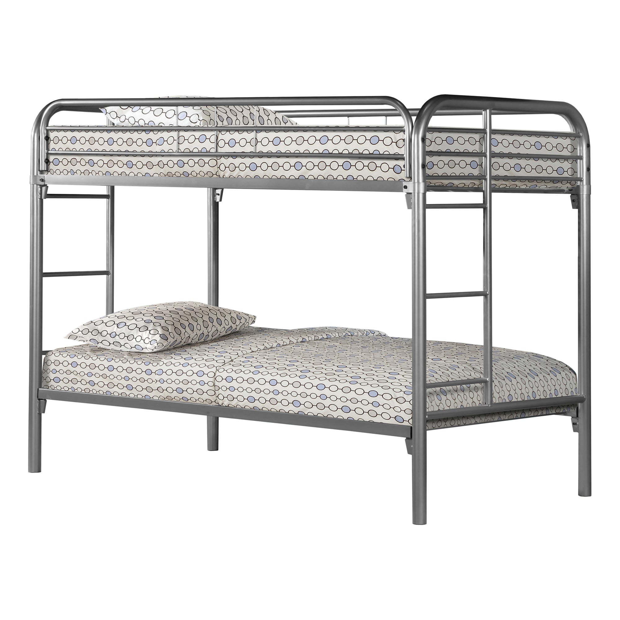 Bunk Bed Twin Over Twin Silver Metal Frame-Bed-DECOROLALA