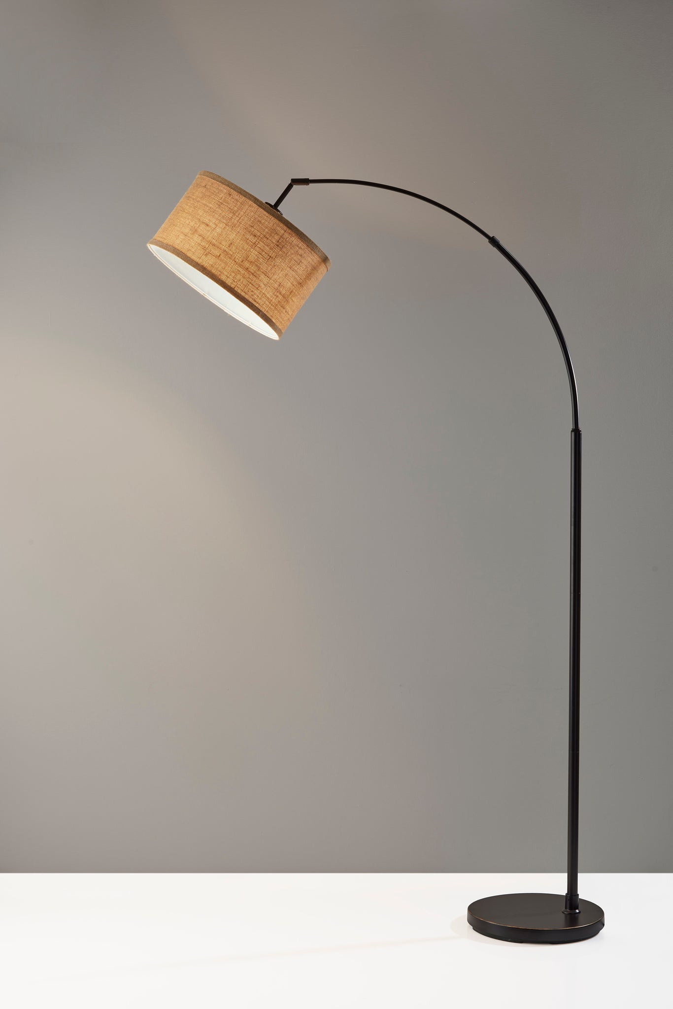 Burlap Arc Floor Lamp Bronze-Lighting-DECOROLALA