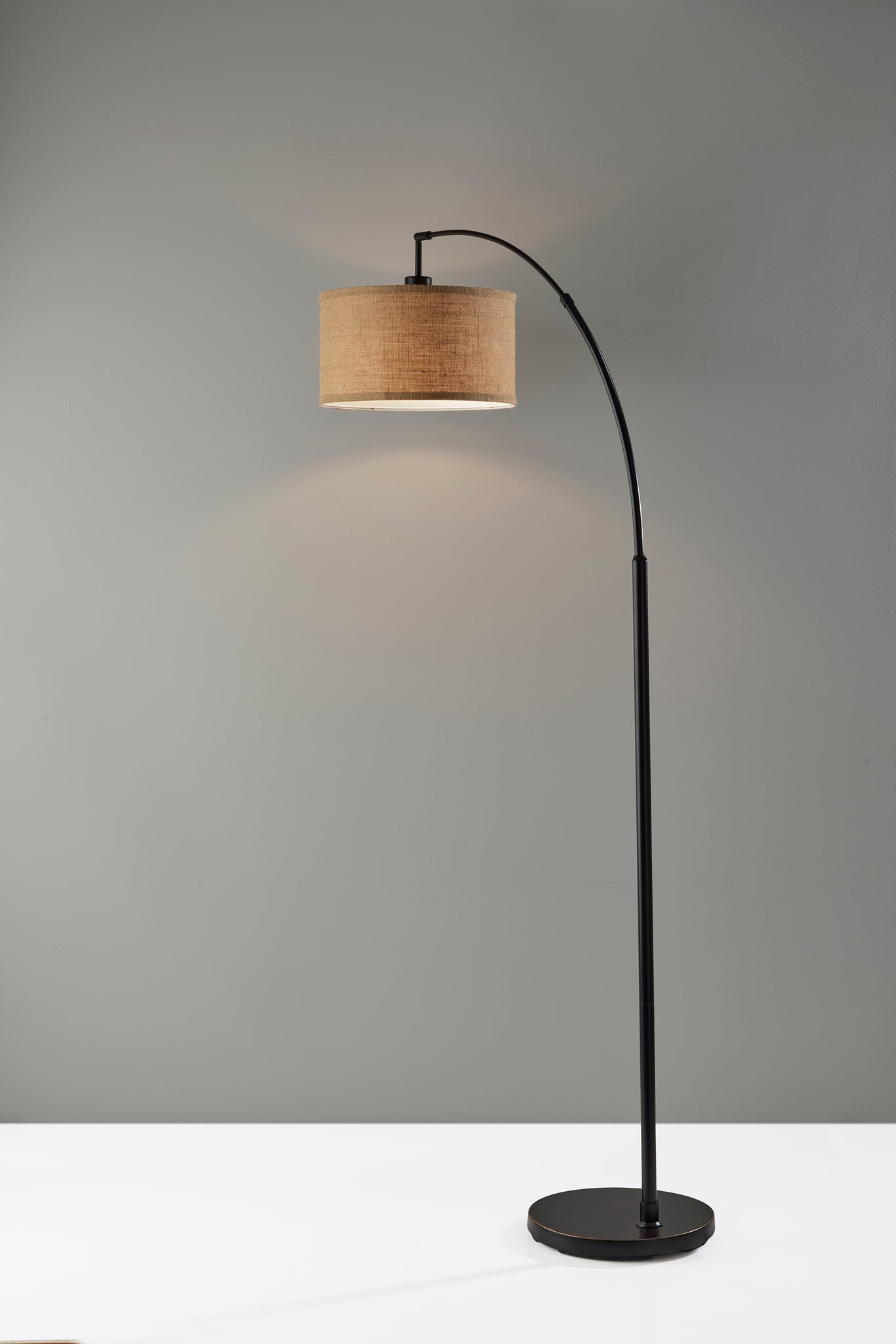 Burlap Arc Floor Lamp Bronze-Lighting-DECOROLALA