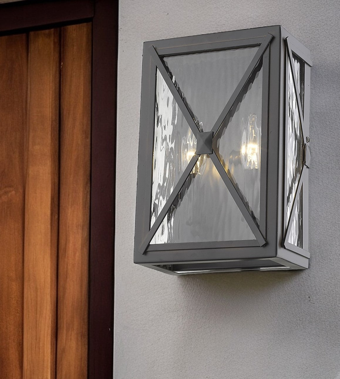 Burnished Bronze Criss Cross Water Glass Outdoor Light-Outdoor Lighting-DECOROLALA