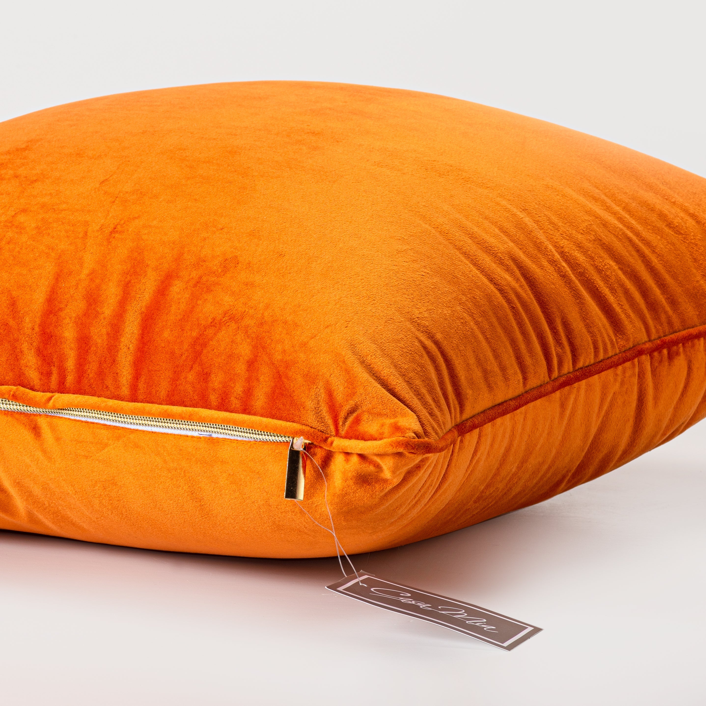 Burnt Orange Plush Velvet Decorative Pillow-Decorative Cushions-DECOROLALA