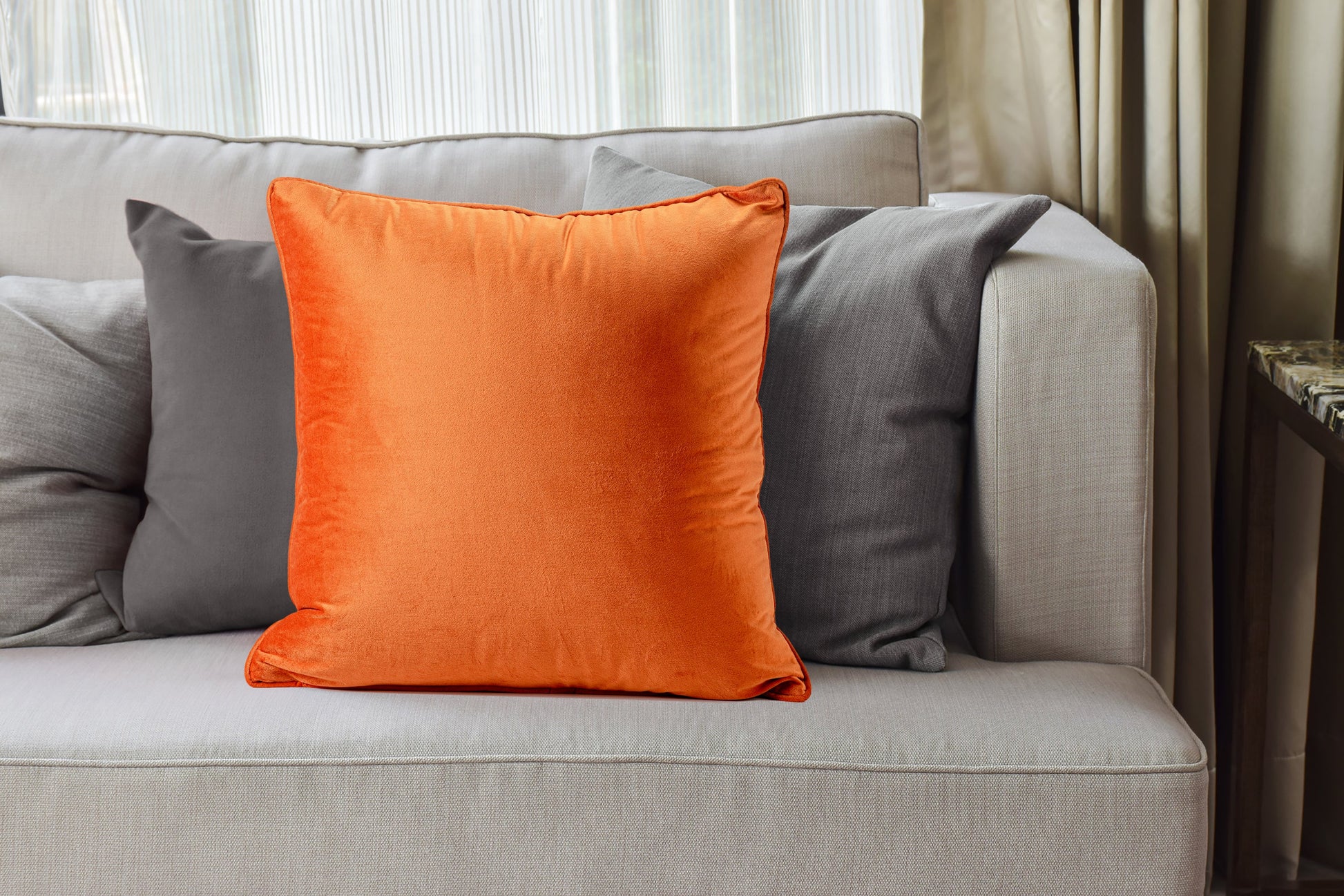 Burnt Orange Plush Velvet Decorative Pillow-Decorative Cushions-DECOROLALA