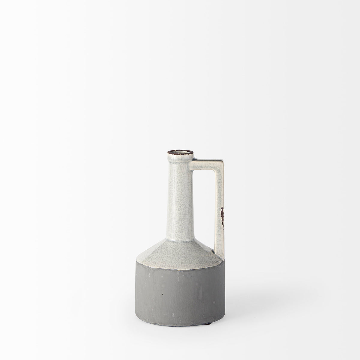 Burton 10.2H Small Two Tone Gray Ceramic Jug Vase-Jars Jugs Urns-DECOROLALA