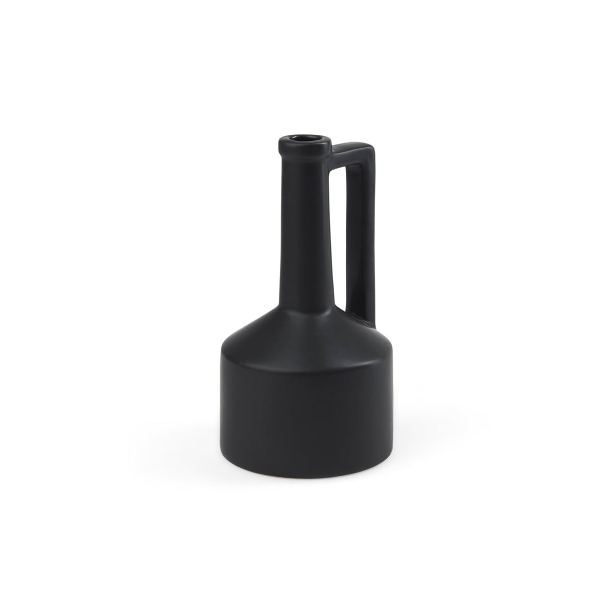 Burton 10.8H Small Matte Black Ceramic Jug Vase-Jars Jugs Urns-DECOROLALA