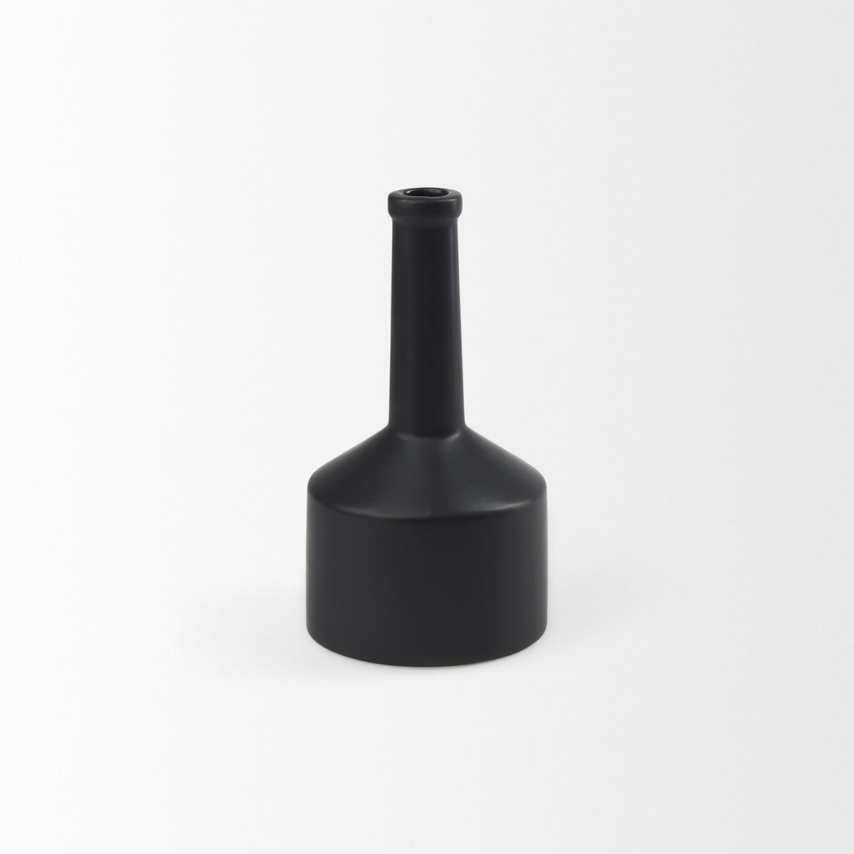 Burton 10.8H Small Matte Black Ceramic Jug Vase-Jars Jugs Urns-DECOROLALA