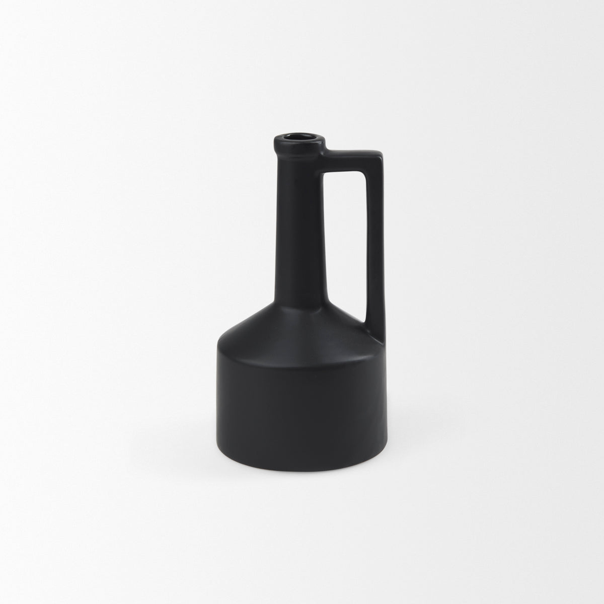 Burton 10.8H Small Matte Black Ceramic Jug Vase-Jars Jugs Urns-DECOROLALA