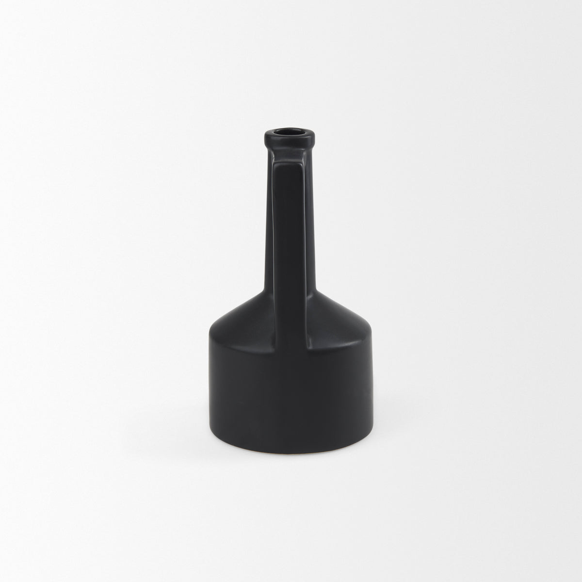 Burton 10.8H Small Matte Black Ceramic Jug Vase-Jars Jugs Urns-DECOROLALA