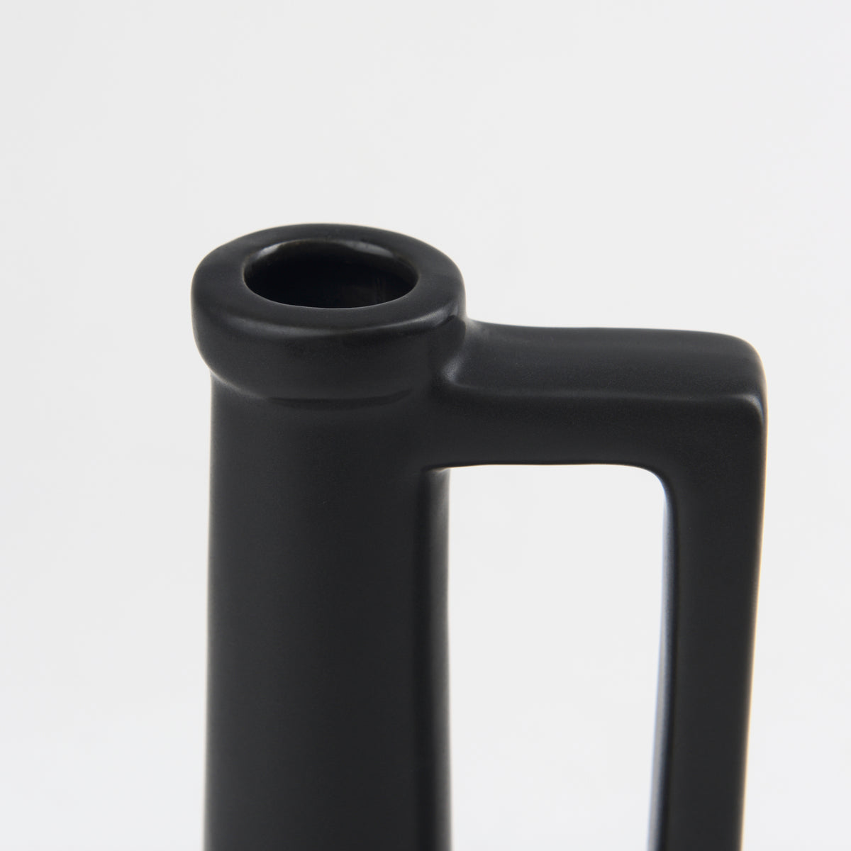 Burton 10.8H Small Matte Black Ceramic Jug Vase-Jars Jugs Urns-DECOROLALA