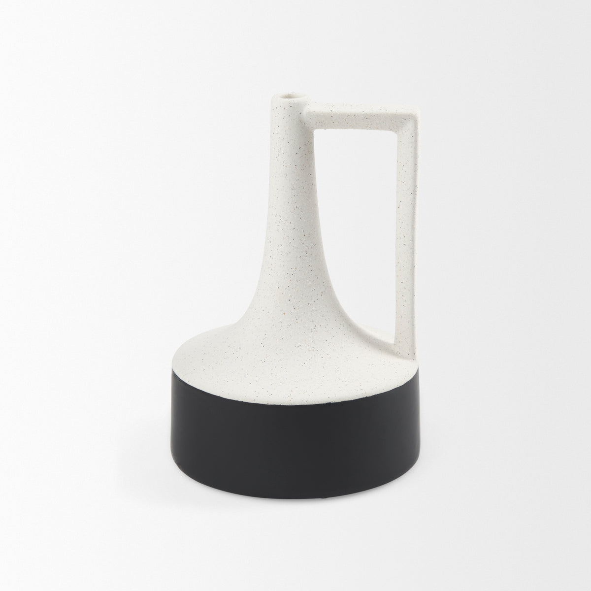 Burton 11.6" Ceramic Jug Vase - Medium White and Black-Jars Jugs Urns-DECOROLALA