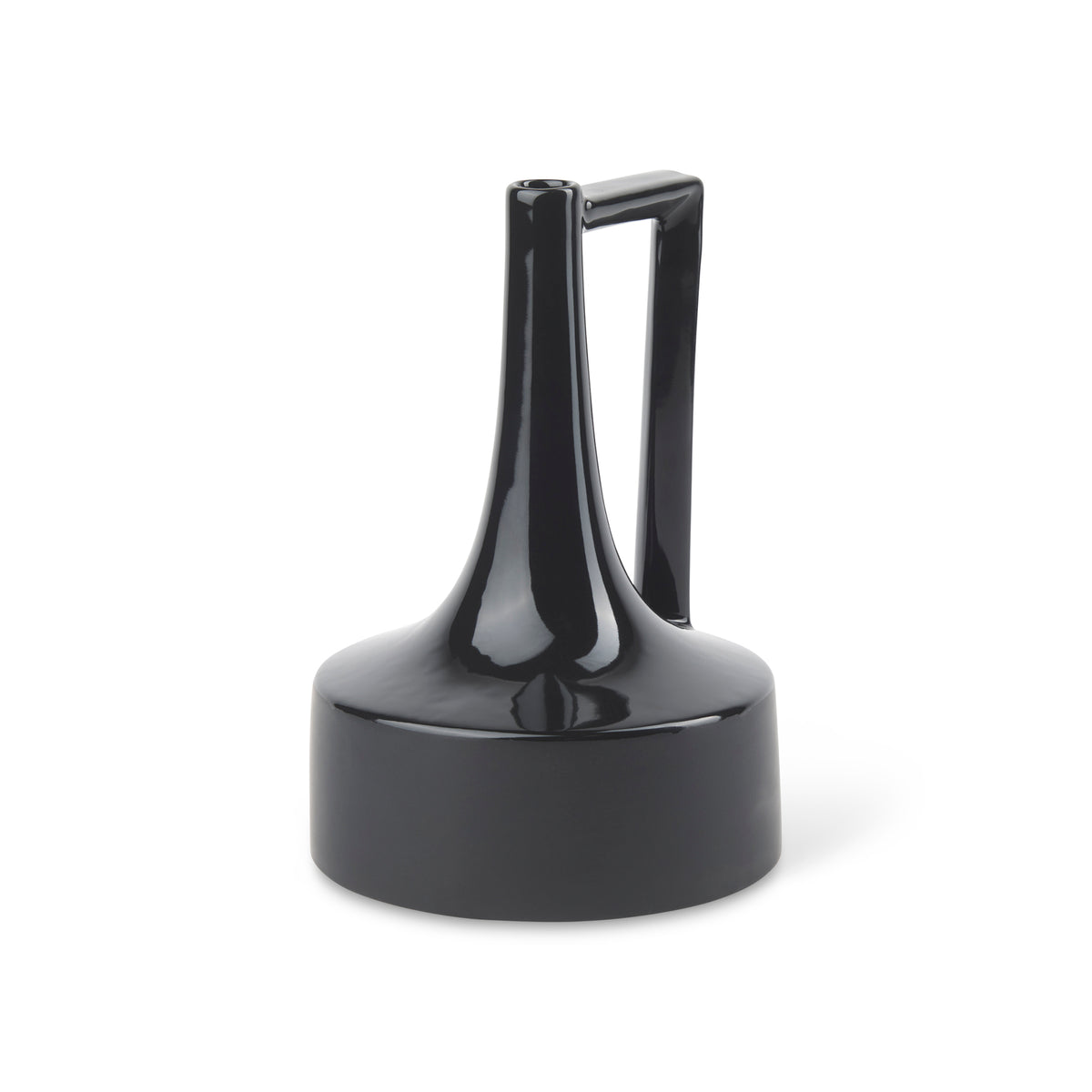 Burton 11.6H Medium Glossy and Matte Black Ceramic Jug Vase-Vase-DECOROLALA