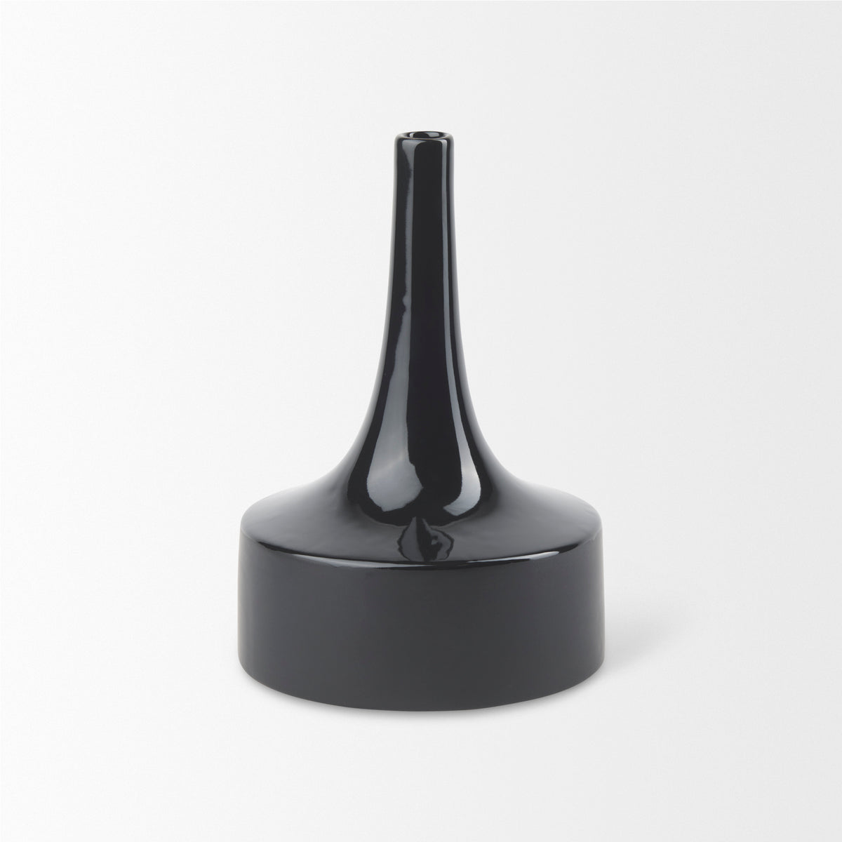 Burton 11.6H Medium Glossy and Matte Black Ceramic Jug Vase-Vase-DECOROLALA