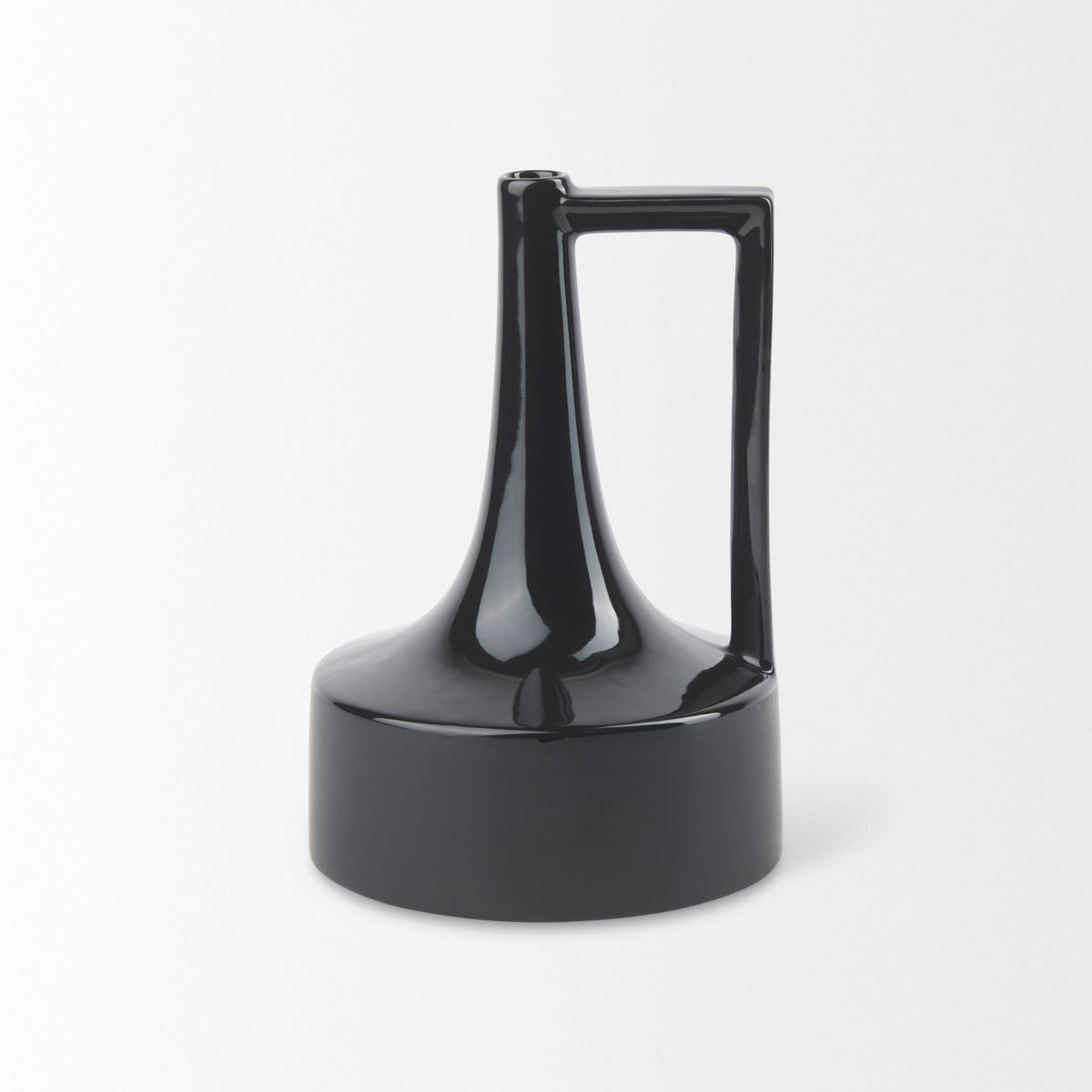 Burton 11.6H Medium Glossy and Matte Black Ceramic Jug Vase-Vase-DECOROLALA