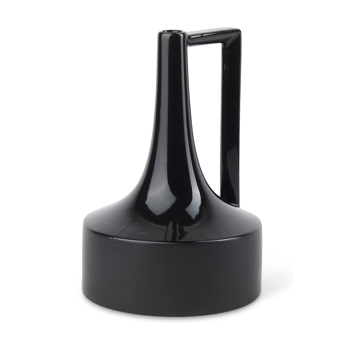 Burton 13.1H Large Glossy and Matte Black Ceramic Jug Vase-Vase-DECOROLALA